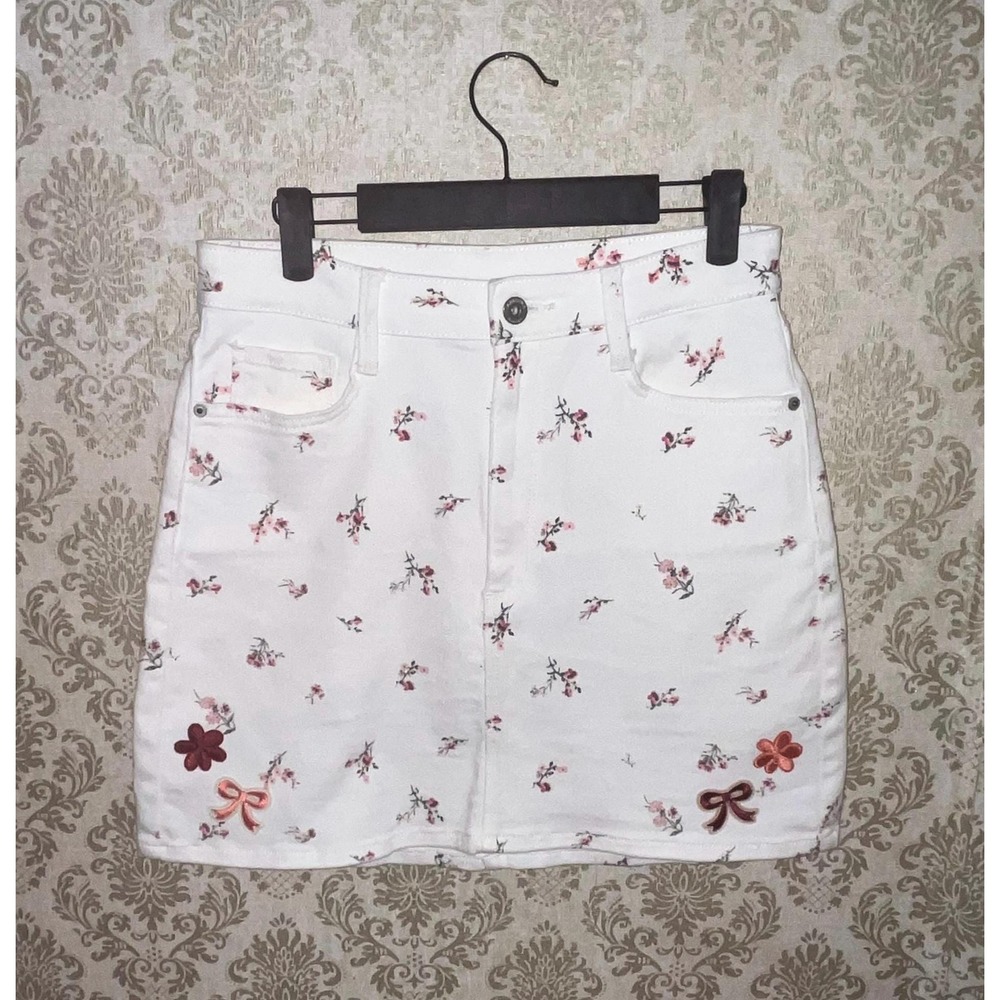 Arizona Floral Cottagecore Butter Mom Women's Denim Jean Skirt Upcycled Sz. 7